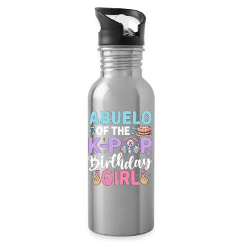 Abuelo of The K-Pop Birthday Girl - Trinkflasche mit integriertem Trinkhalm - Lightsilver - Rechts