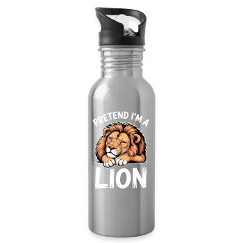 Löwen Sprüche Löwe Lustiges Löwen Geschenk - Trinkflasche mit integriertem Trinkhalm - Lightsilver - Rechts