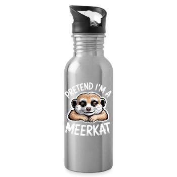 Meerkat Sayings Funny Meerkat Gift - Water bottle with straw - silver - Right