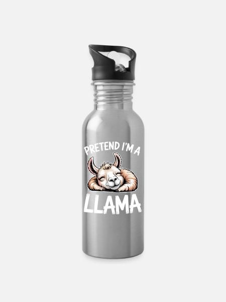 Lama Sprüche Lamas Lustiges Lama Geschenk - Trinkflasche mit integriertem Trinkhalm - Lightsilver