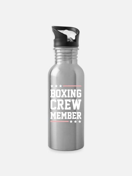 Boxing Crew - Trinkflasche mit integriertem Trinkhalm - Lightsilver