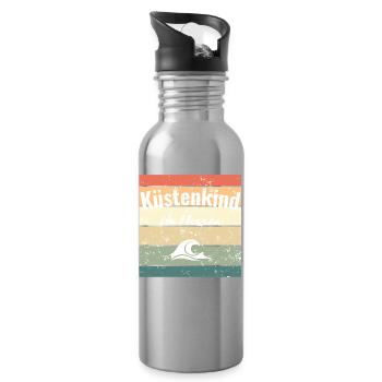Küstenkind im Herzen - Trinkflasche mit integriertem Trinkhalm - Lightsilver - Rechts