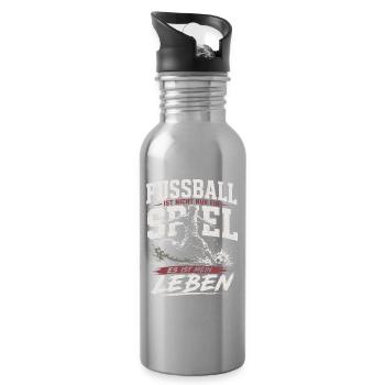 Fußball ist mein Leben Motiv - Trinkflasche mit integriertem Trinkhalm - Lightsilver - Rechts