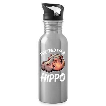 Expressions d’hippopotames Blague hippopotame Cadeau d’hippopotame - Gourde avec paille intégrée - argent clair - Droite