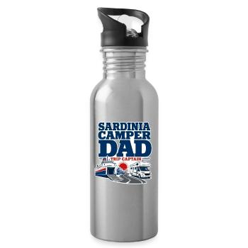 Camping Gifts for Men, Sardinia Camper Dad Captain - Water bottle with straw - silver - Right
