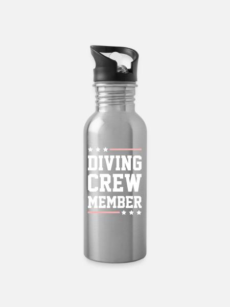 Diving Crew - Trinkflasche mit integriertem Trinkhalm - Lightsilver
