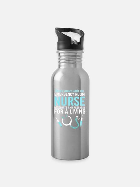 Notfall Krankenschwester Ambulanz - Trinkflasche mit integriertem Trinkhalm - Lightsilver