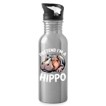 Expressions d’hippopotames Blague hippopotame Cadeau d’hippopotame - Gourde avec paille intégrée - argent clair - Droite