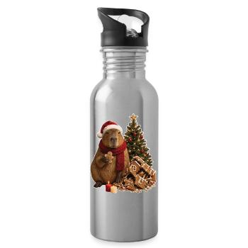 Magie de l’Avent de Capybara de Noël - Gourde avec paille intégrée - argent clair - Droite