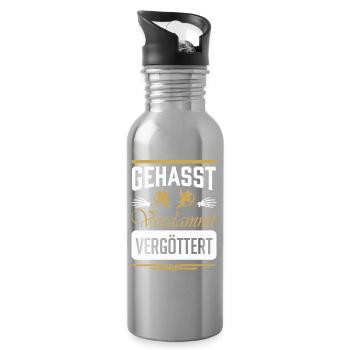 Gehasst VerdammT Vergottet - Trinkflasche mit integriertem Trinkhalm - Lightsilver - Rechts