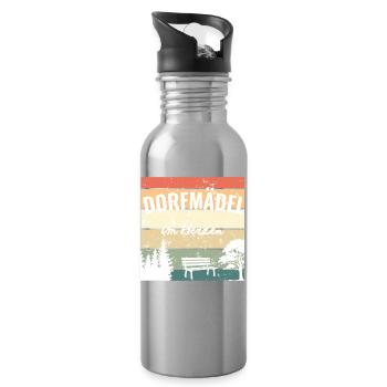 Mein Herz blieb auf dem Dorf - Trinkflasche mit integriertem Trinkhalm - Lightsilver - Rechts