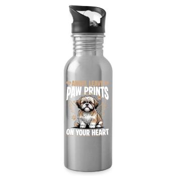 Shih Tzu Dog Breed - Water bottle with straw - silver - Right
