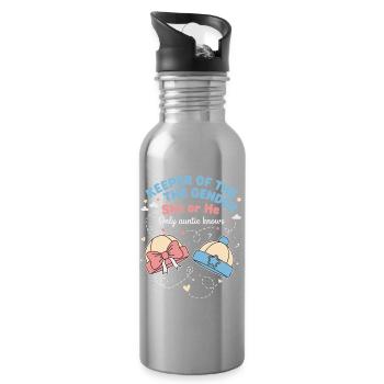 Gender Reveal Hüter des Geschlechts, das sie oder er - Trinkflasche mit integriertem Trinkhalm - Lightsilver - Rechts