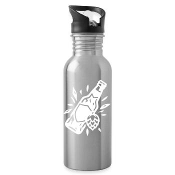 Beer Bottle Beer Hops - Water bottle with straw - silver - Right