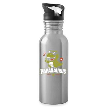Papásaurus Lächelnde Freude - Trinkflasche mit integriertem Trinkhalm - Lightsilver - Rechts