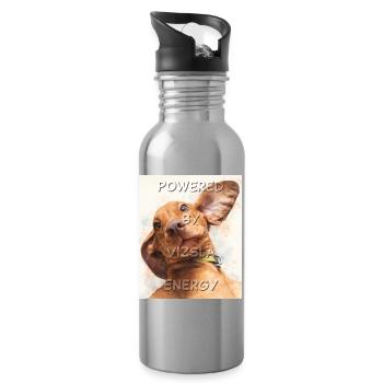 Powered by Vizsla Energy - A goofy face watercolor - Water bottle with straw - silver - Right