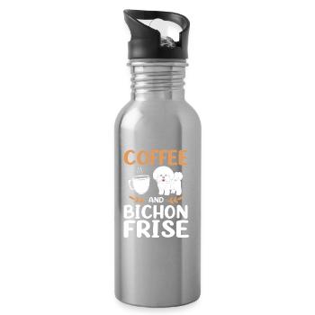 Bichon Frise Dog - Gourde avec paille intégrée - argent clair - Droite