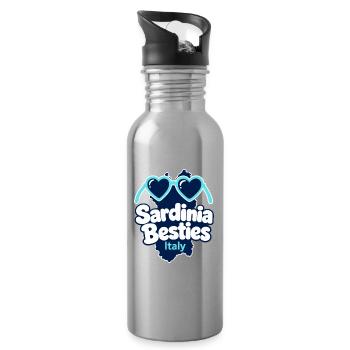 Sardinia Besties Italy Girls Trip Friend Group - Water bottle with straw - silver - Right