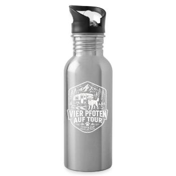 Camping mit Hund Vier Pfoten auf Tour Shirt - Trinkflasche mit integriertem Trinkhalm - Lightsilver - Rechts