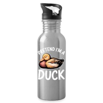 Dits de canard Canard Cadeau Drôle de Canard - Gourde avec paille intégrée - argent clair - Droite