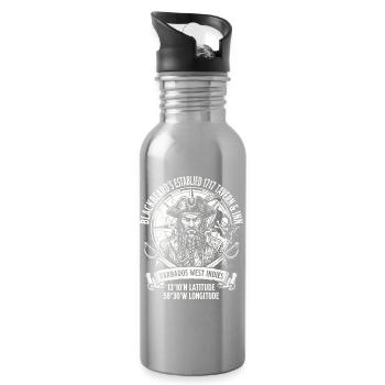 Graphique du pirate Barbe Noire à la Barbade - Gourde avec paille intégrée - argent clair - Droite