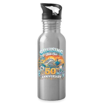 Auf dem Weg in unser 50-jähriges Jubiläum - Trinkflasche mit integriertem Trinkhalm - Lightsilver - Rechts