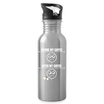Lustige Sarkastische Vorher Nach dem Kaffee - Trinkflasche mit integriertem Trinkhalm - Lightsilver - Rechts