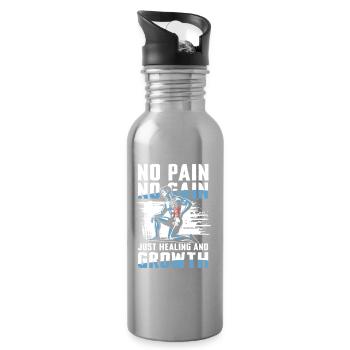 No Pain No Gain Just Healing And Growth - Water bottle with straw - silver - Right