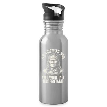 Geronimo Spruch Du würdest es nicht verstehen - Trinkflasche mit integriertem Trinkhalm - Lightsilver - Rechts