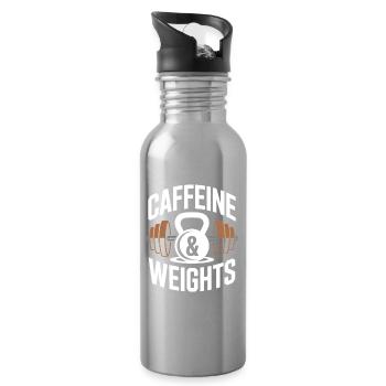 Entraînement en force Caféine et musculation Salle de musculation - Gourde avec paille intégrée - argent clair - Droite