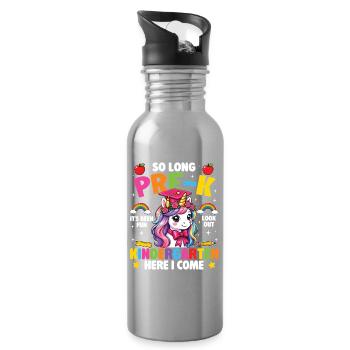 So Long Pre-K Look Out Kindergarten Girl - Water bottle with straw - silver - Right