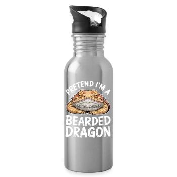 Bearded Dragon Sayings Funny Bearded Dragon Gift - Water bottle with straw - silver - Right