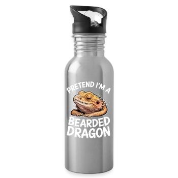 Bearded Dragon Sayings Funny Bearded Dragon Gift - Water bottle with straw - silver - Right