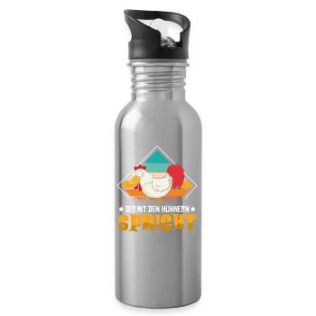 Hühnerflüsterer Huhn Hühnerhalter Hühner - Trinkflasche mit integriertem Trinkhalm - Lightsilver - Rechts