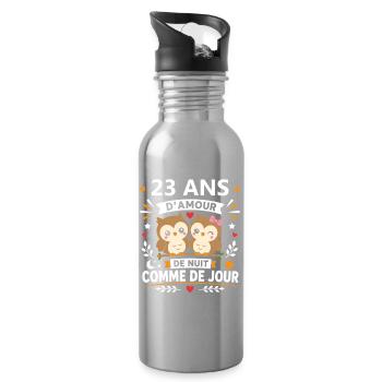 Amour Doux Nuit et Jour 23 ans - Gourde avec paille intégrée - argent clair - Droite