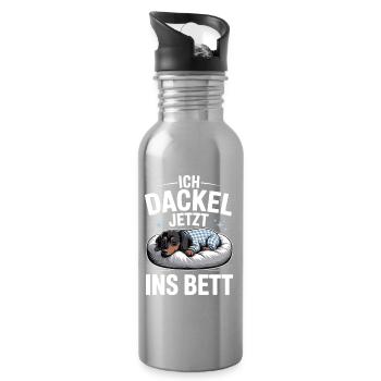 Offizielles Schlafshirt Schlafanzug Dackel Hund - Trinkflasche mit integriertem Trinkhalm - Lightsilver - Rechts