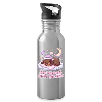 Offizielles Schlafshirt Schlafanzug Dackel Hund - Trinkflasche mit integriertem Trinkhalm - Lightsilver - Rechts