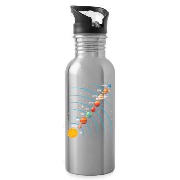 Solar System Space Science Astronomy Kids - Water bottle with straw - silver - Right