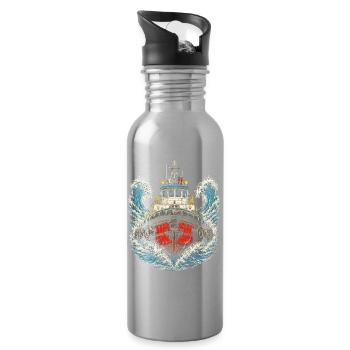 Schleppschiffe Schlepper Artistic Illustration - Trinkflasche mit integriertem Trinkhalm - Lightsilver - Rechts