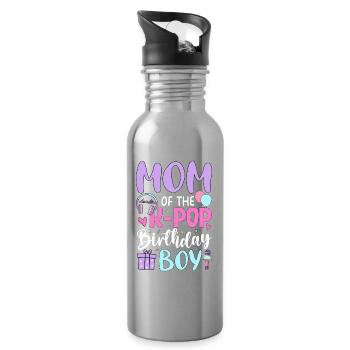 Mom of The K-Pop Birthday Boy - Water bottle with straw - silver - Right
