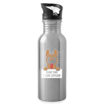 Belgian Malinois - Water bottle with straw - silver - Right