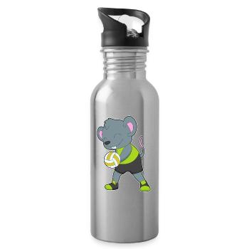 Maus Volleyballspieler Volleyball - Trinkflasche mit integriertem Trinkhalm - Lightsilver - Rechts