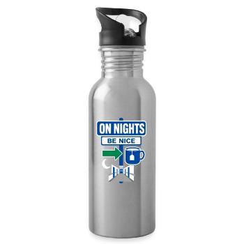 Nachts Sei nett Pfleger-Nachtschicht-Humor - Trinkflasche mit integriertem Trinkhalm - Lightsilver - Rechts