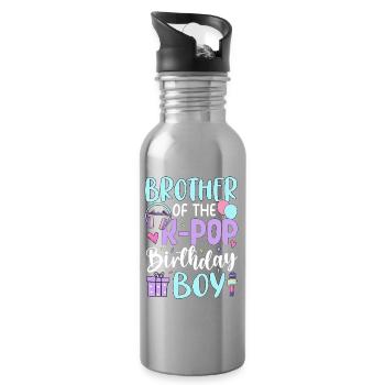 Brother of The K-Pop Birthday Boy - Water bottle with straw - silver - Right