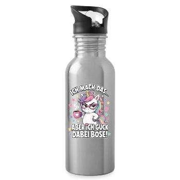 Ich Mach Das Aber Ich Guck Dabei Boese - Trinkflasche mit integriertem Trinkhalm - Lightsilver - Rechts