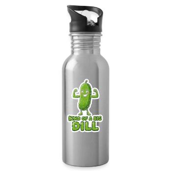 Dill Muscle Hero – Wordplay Pickle kind of a big - Water bottle with straw - silver - Right