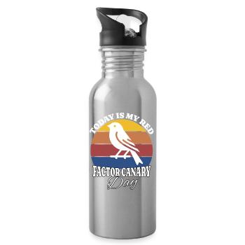 Roter Kanarienvogel Red Factor Canary - Water bottle with straw - silver - Right