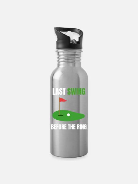 Letzter Schwung-Golf-Bräutigam - Trinkflasche mit integriertem Trinkhalm - Lightsilver