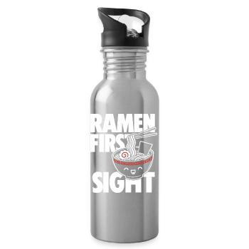 Ramen First Kawaii Noodle Lover Design - Water bottle with straw - silver - Right