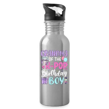 Grandma of The K-Pop Birthday Boy - Trinkflasche mit integriertem Trinkhalm - Lightsilver - Rechts
